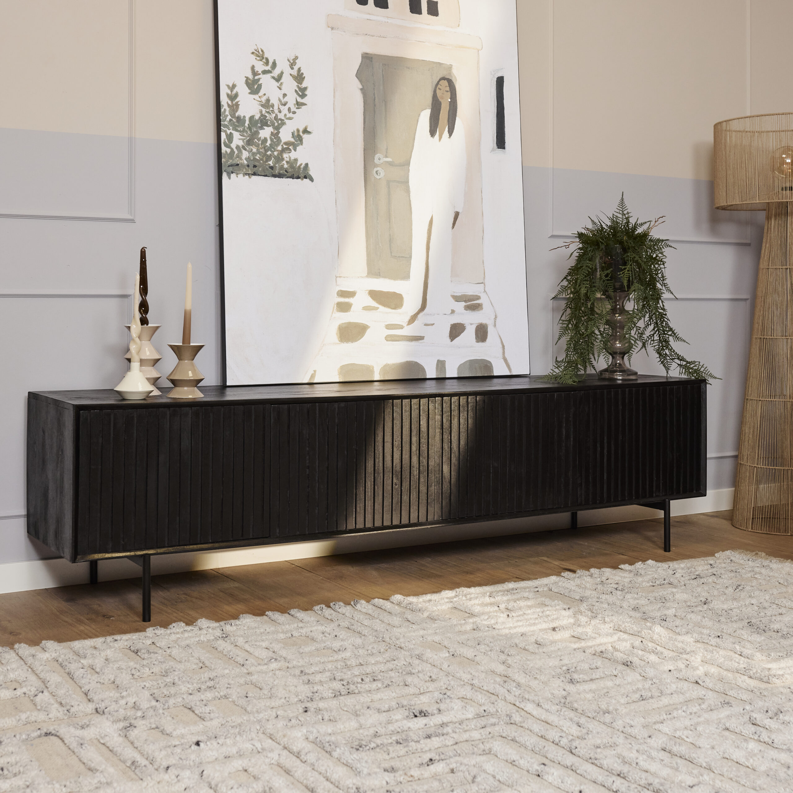 zwart houten tv meubel